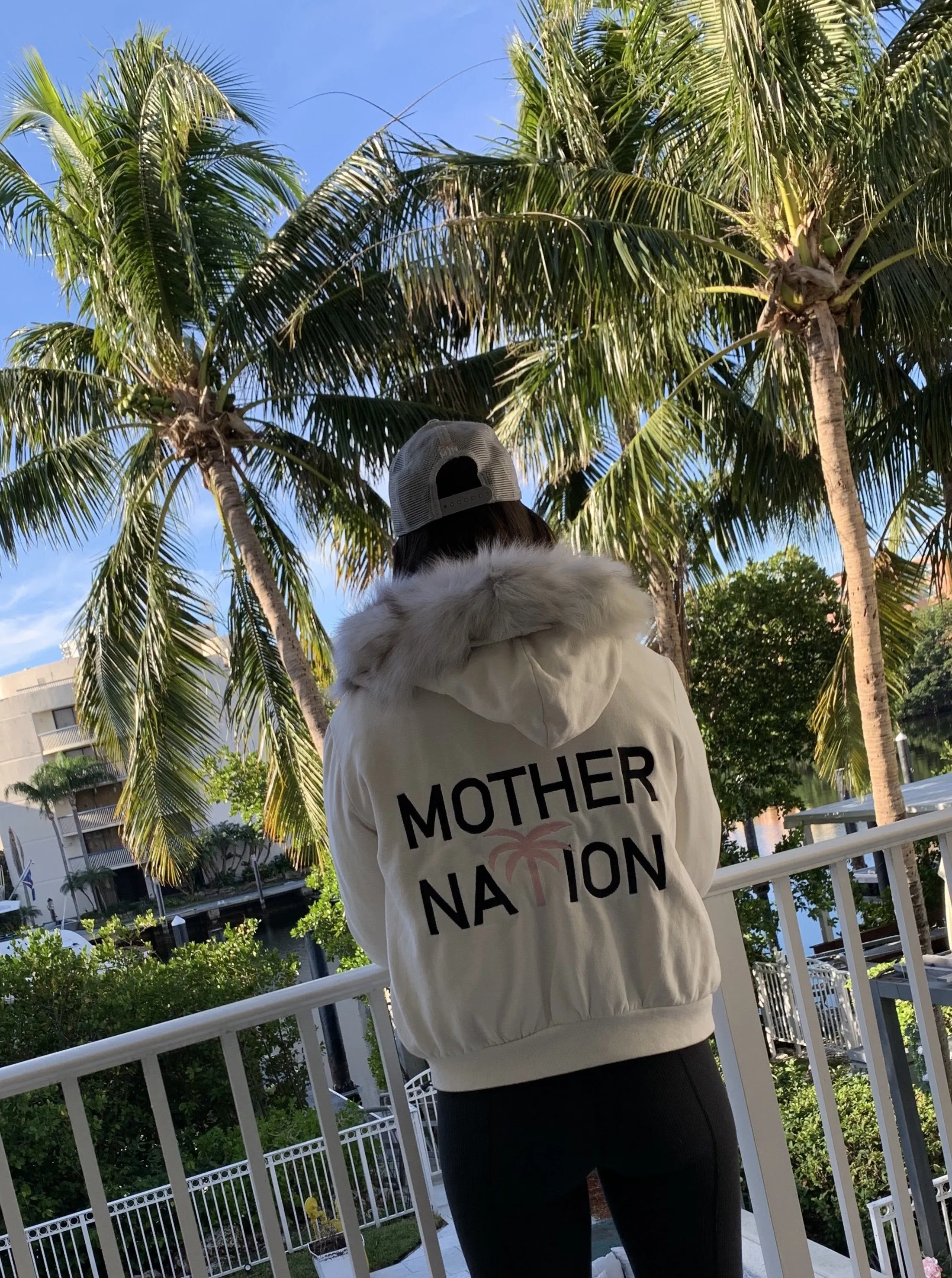 Fur Lined Hoodie in Off White