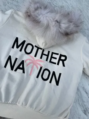 Fur Lined Hoodie in Off White