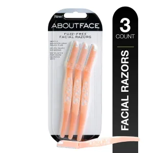 Fuzz-Free Facial Razors - 3 Beauty Groomers for Hair Removal, Ideal for Shaving, Exfoliating, Dermaplaning and Brow Shaping, Japanese Steel Gently Removes Facial Hair