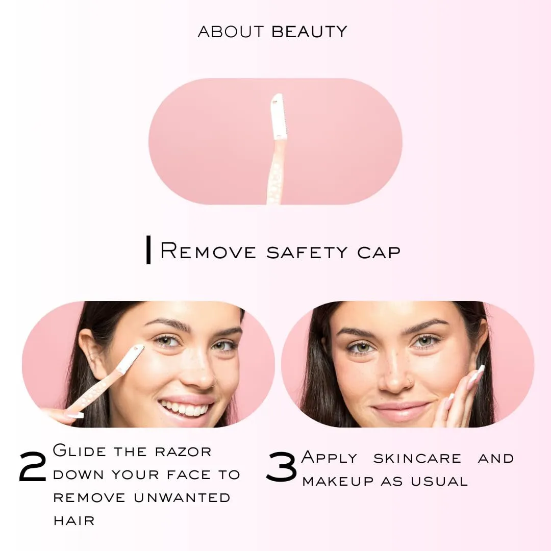 Fuzz-Free Facial Razors - 3 Beauty Groomers for Hair Removal, Ideal for Shaving, Exfoliating, Dermaplaning and Brow Shaping, Japanese Steel Gently Removes Facial Hair