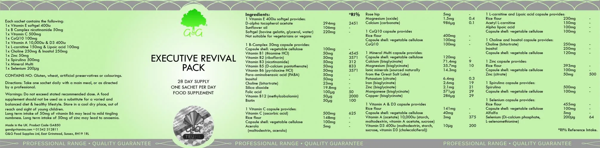 G&G Vitamins Executive Revival Pack 28 Day Supply