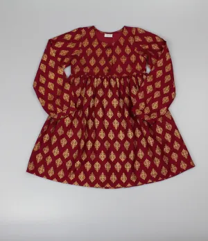 Girls Lined Dress - Dark Red (PK6) (3-8y) F52536