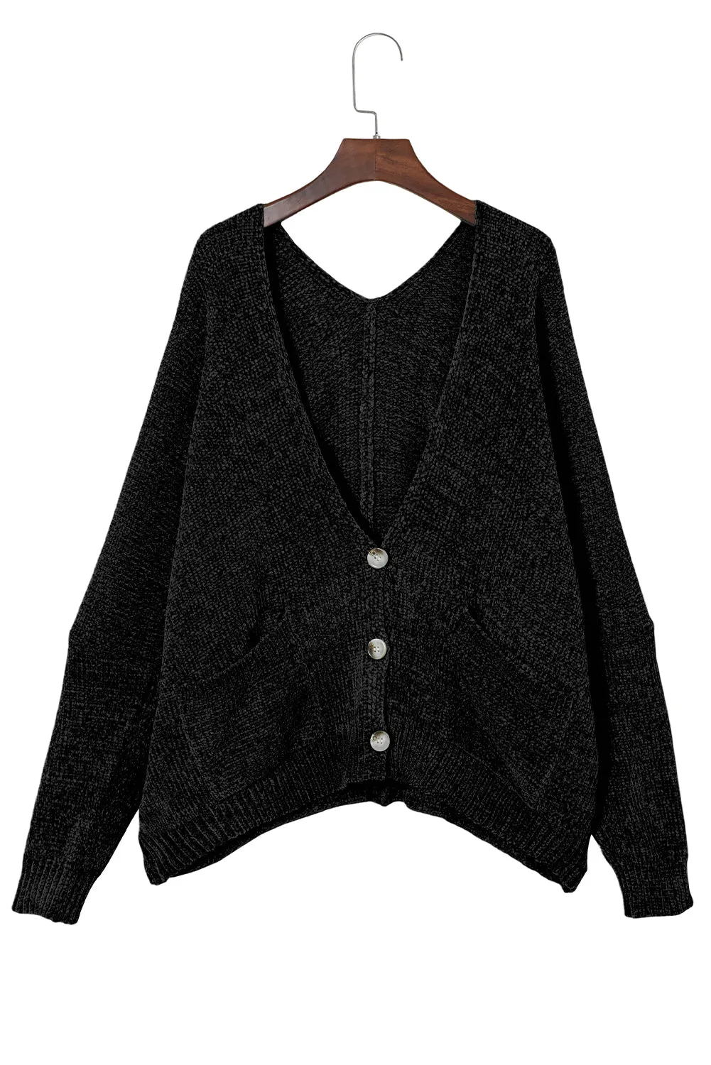 Gray Buttons Front Pocketed Sweater Cardigan