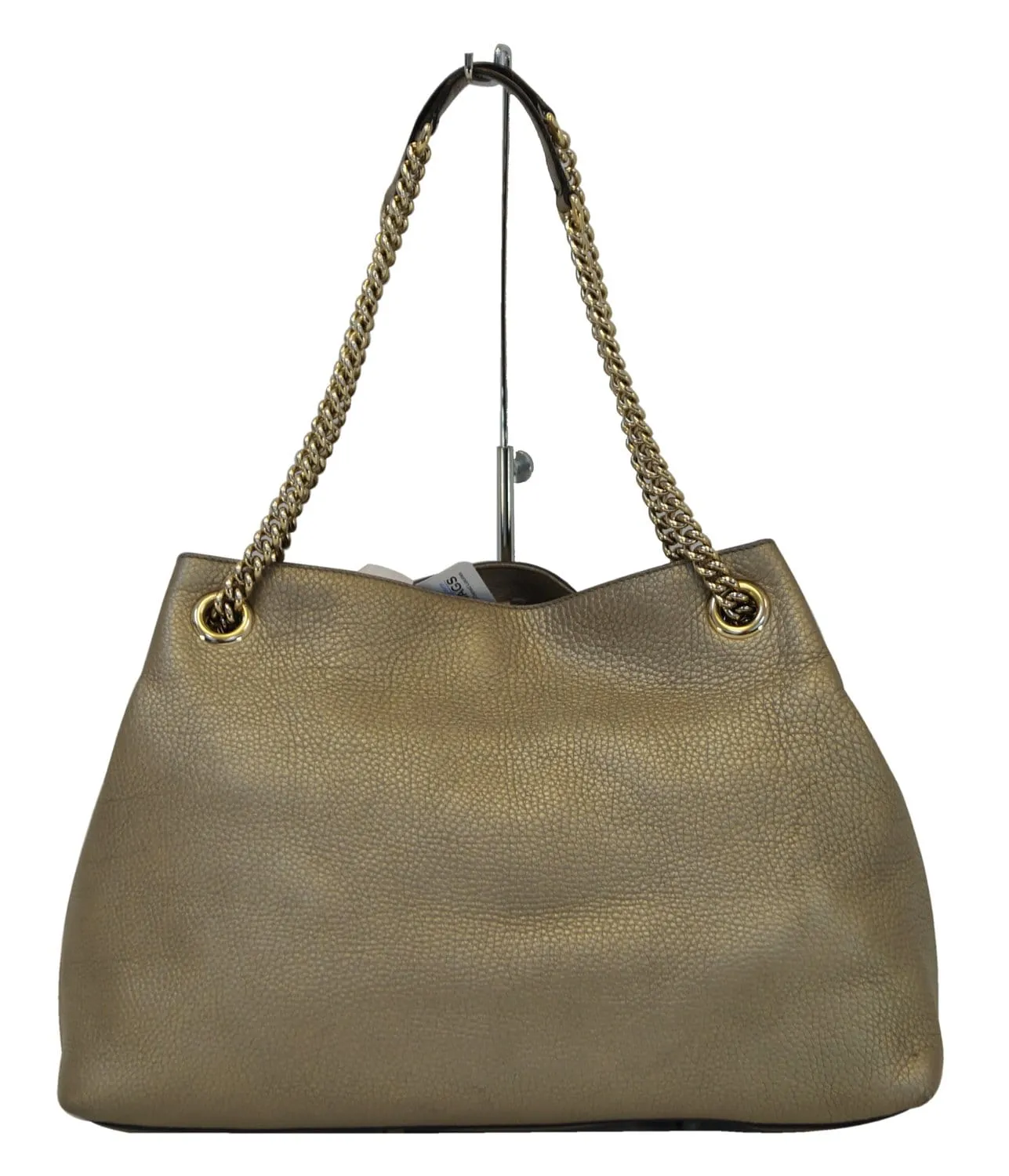 GUCCI Gold Pebbled Leather Soho Chain Tote Bag