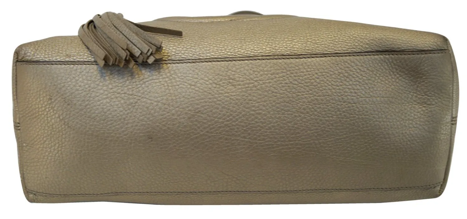 GUCCI Gold Pebbled Leather Soho Chain Tote Bag