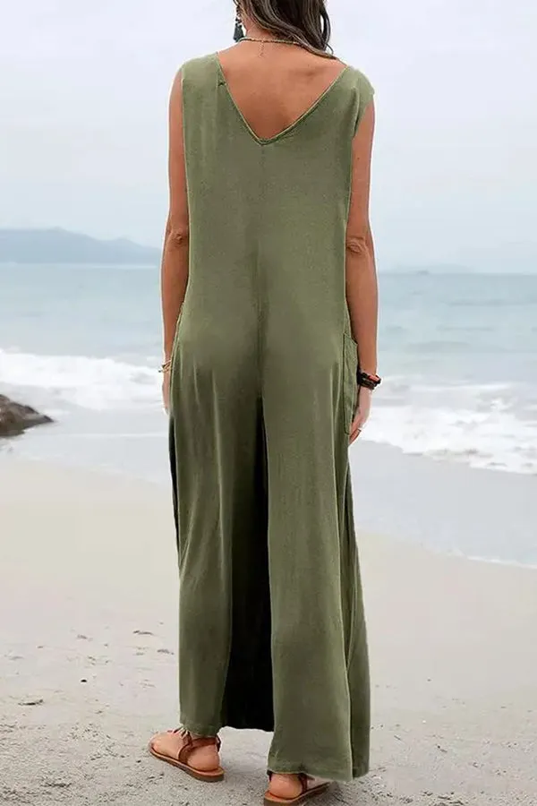 Harper Pocketed Wide Leg Suspender Relaxed Jumpsuit