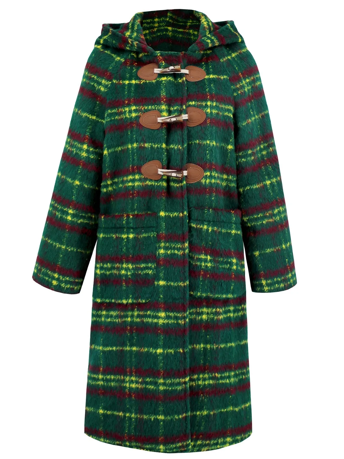 Hazel Blues® |  Plaid Long Sleeve Hooded Coat with Pockets