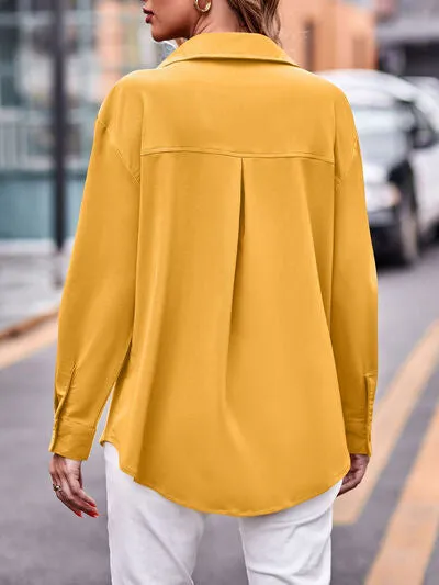 Hazel Blues® |  Pocketed Button Up Dropped Shoulder Shacket