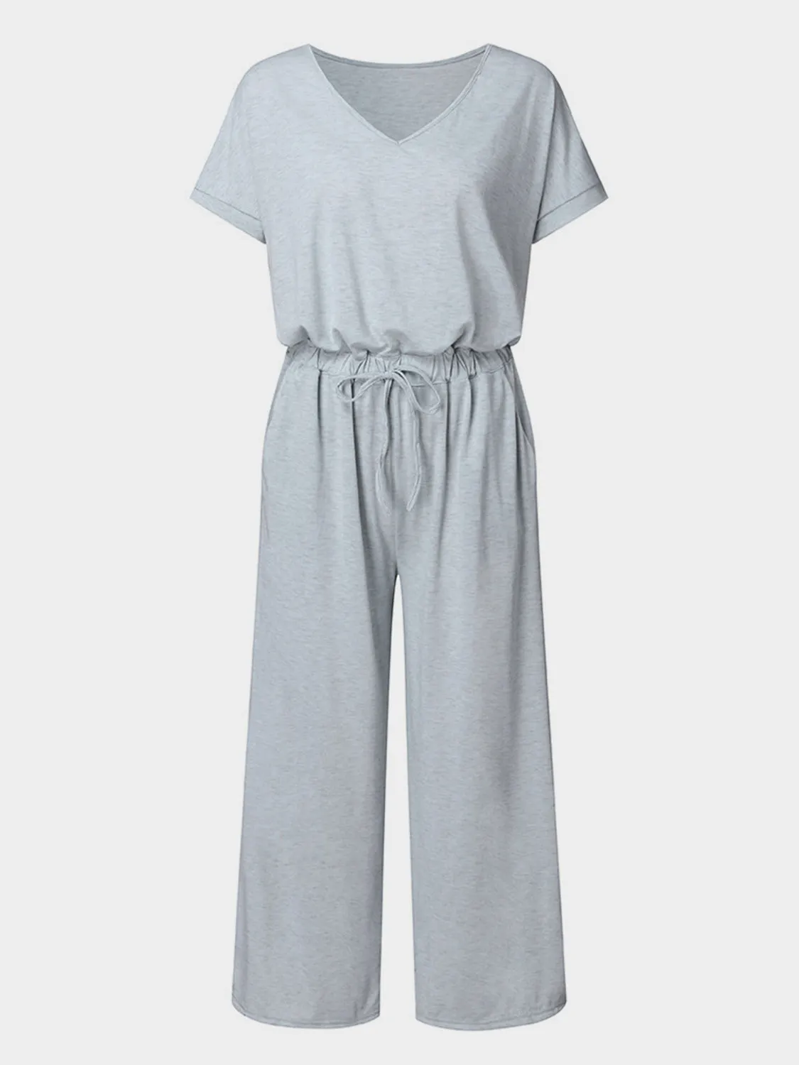 Hazel Blues® |  V-Neck Short Sleeve Jumpsuit