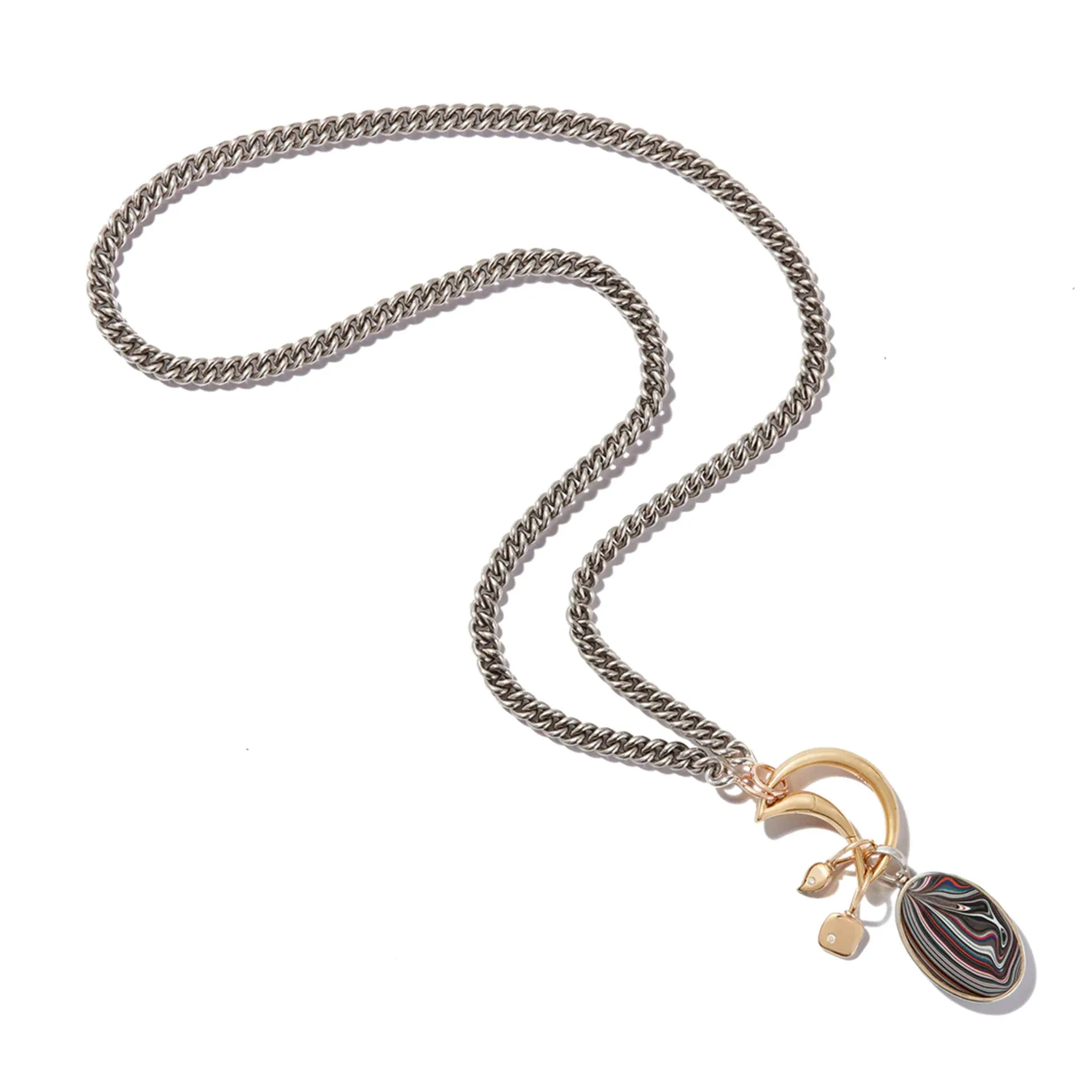 Heavy Curb Chain in Silver Necklace