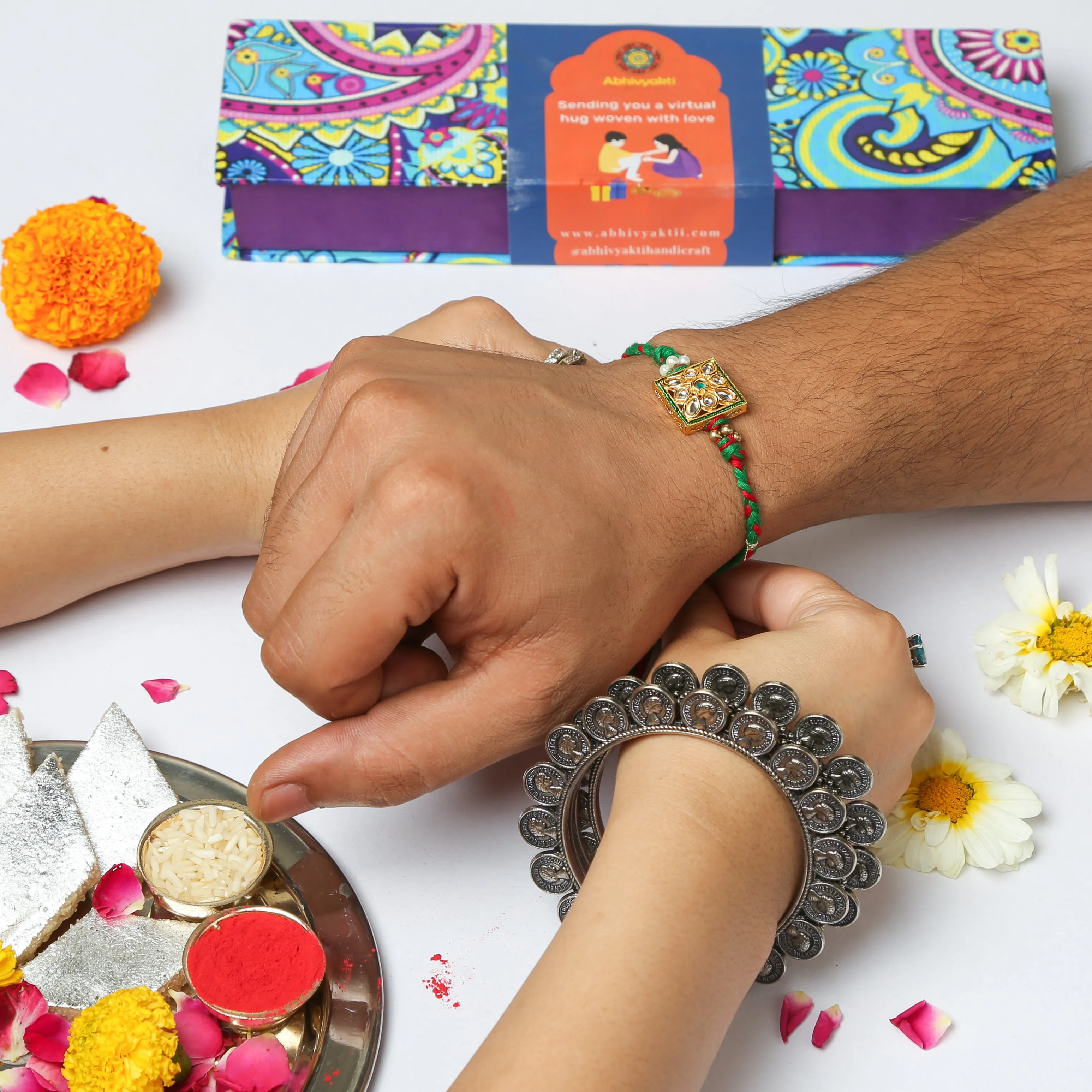 Henna Green Premium Rakhi - Send to India (FREE SHIPPING)