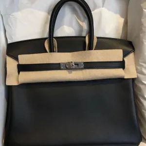 Hermès Birkin 25 Noir (Black) Swift Palladium Hardware PHW