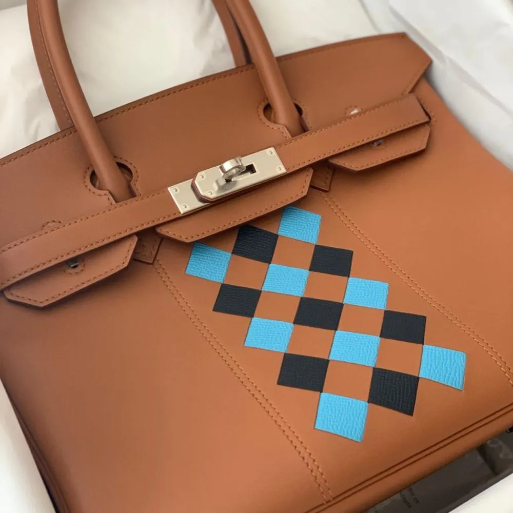 Hermès Birkin 30 Gold/Bleu du Nord/Bleu Indigo Tressage Swift Palladium Hardware PHW