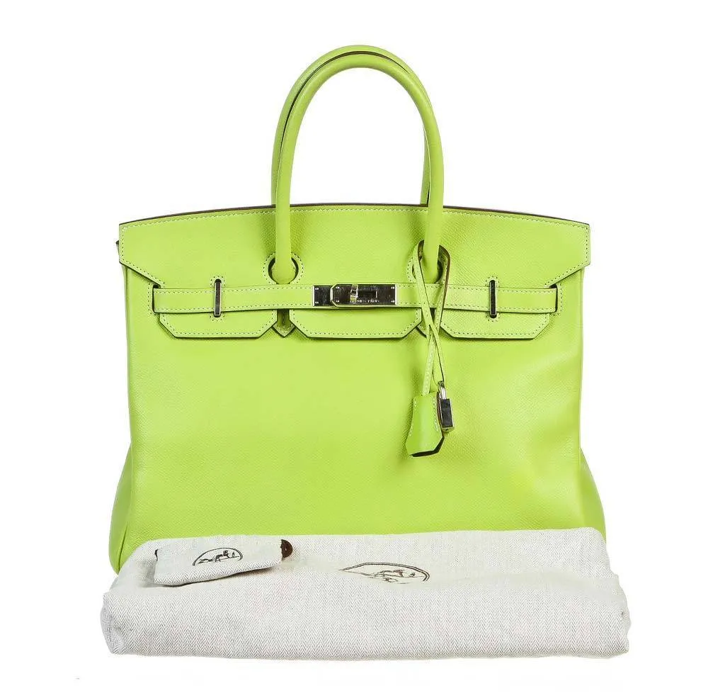 Hermès Birkin 35 Kiwi Lichen Candy Collection Bag