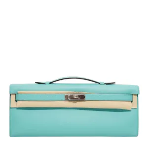 Hermès Kelly Cut Clutch Bag Blue Atoll