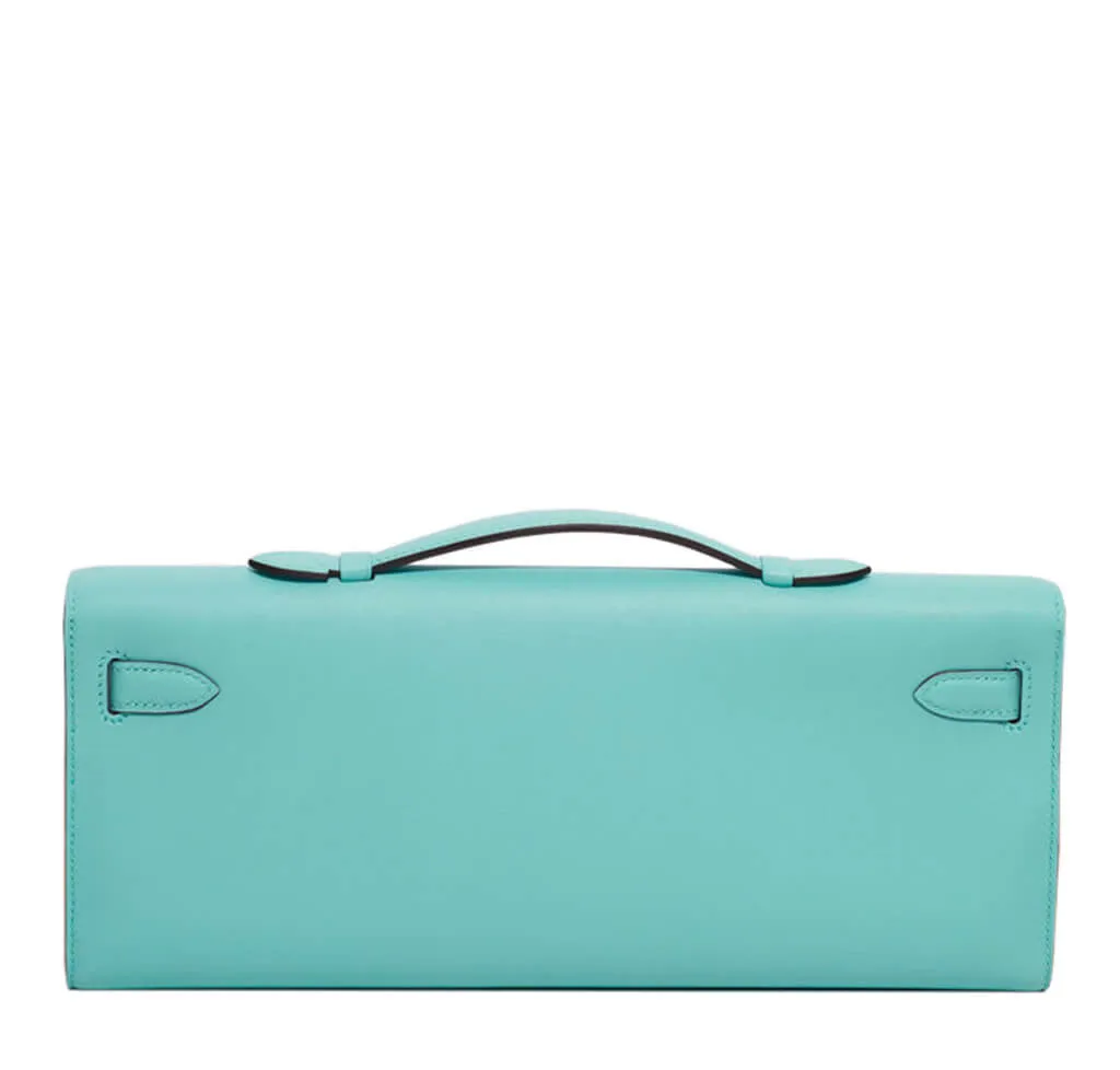 Hermès Kelly Cut Clutch Bag Blue Atoll