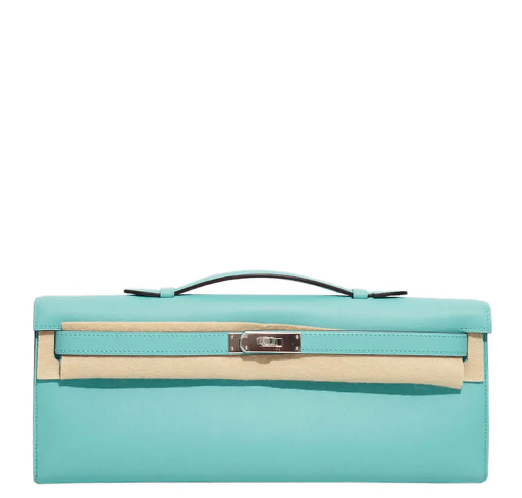 Hermès Kelly Cut Clutch Bag Blue Atoll