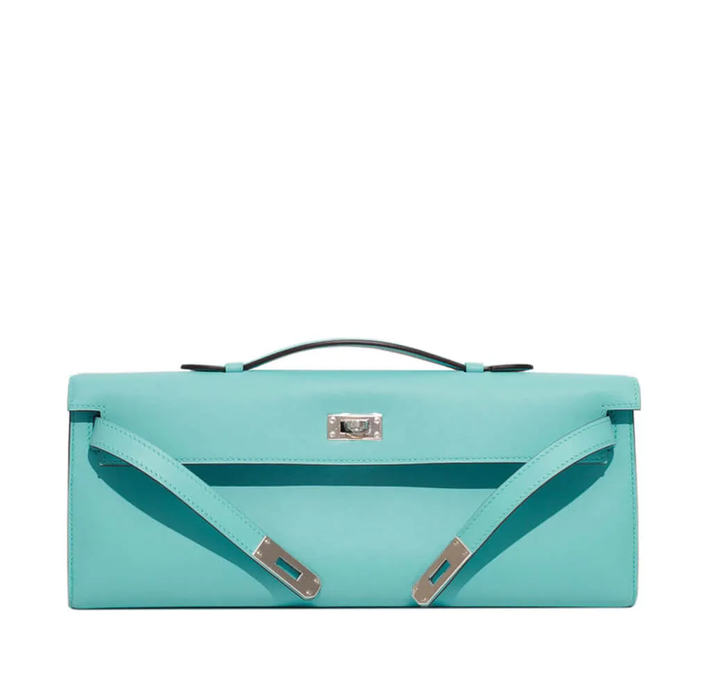 Hermès Kelly Cut Clutch Bag Blue Atoll