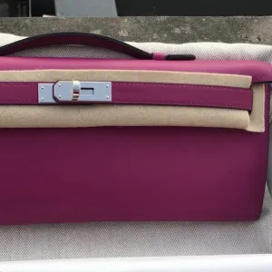 Hermès Kelly Cut Rose Pourpre Swift Palladium Hardware PHW