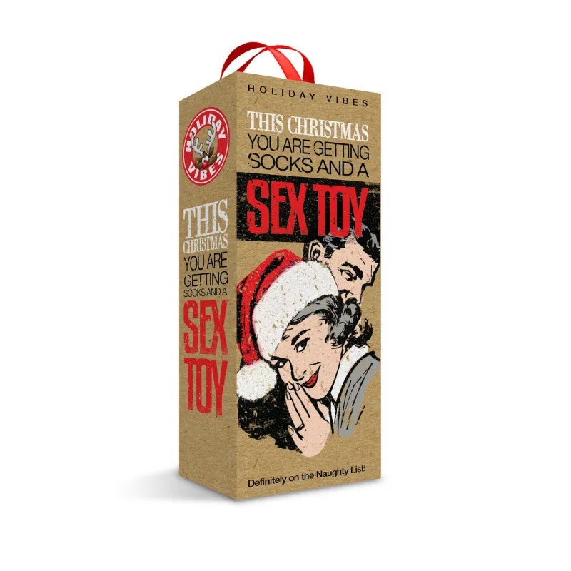 Holiday Vibes Naughty List Gift Socks and a Sextoy 4 Inch Multi Speed Vibe