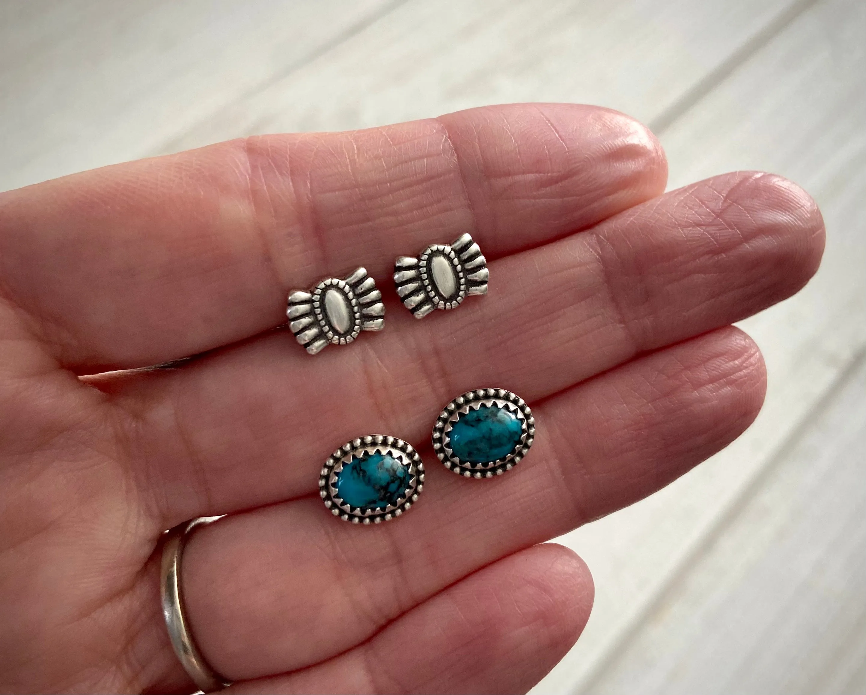 Hubei Turquoise Stud Earrings