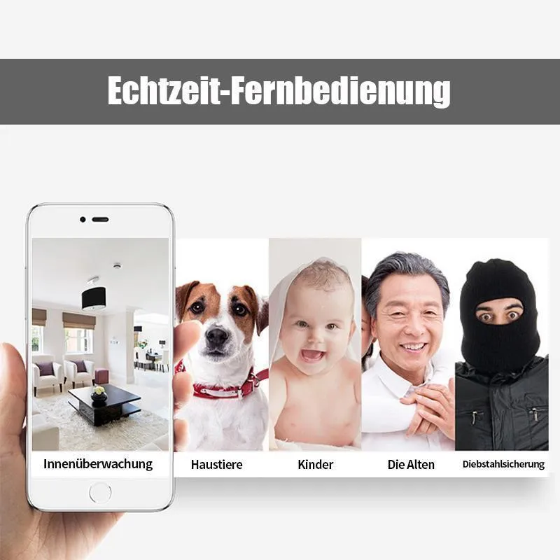 Intelligente AI-Überwachungskamera- Automatische Körperverfolgung, Nachtsicht HD