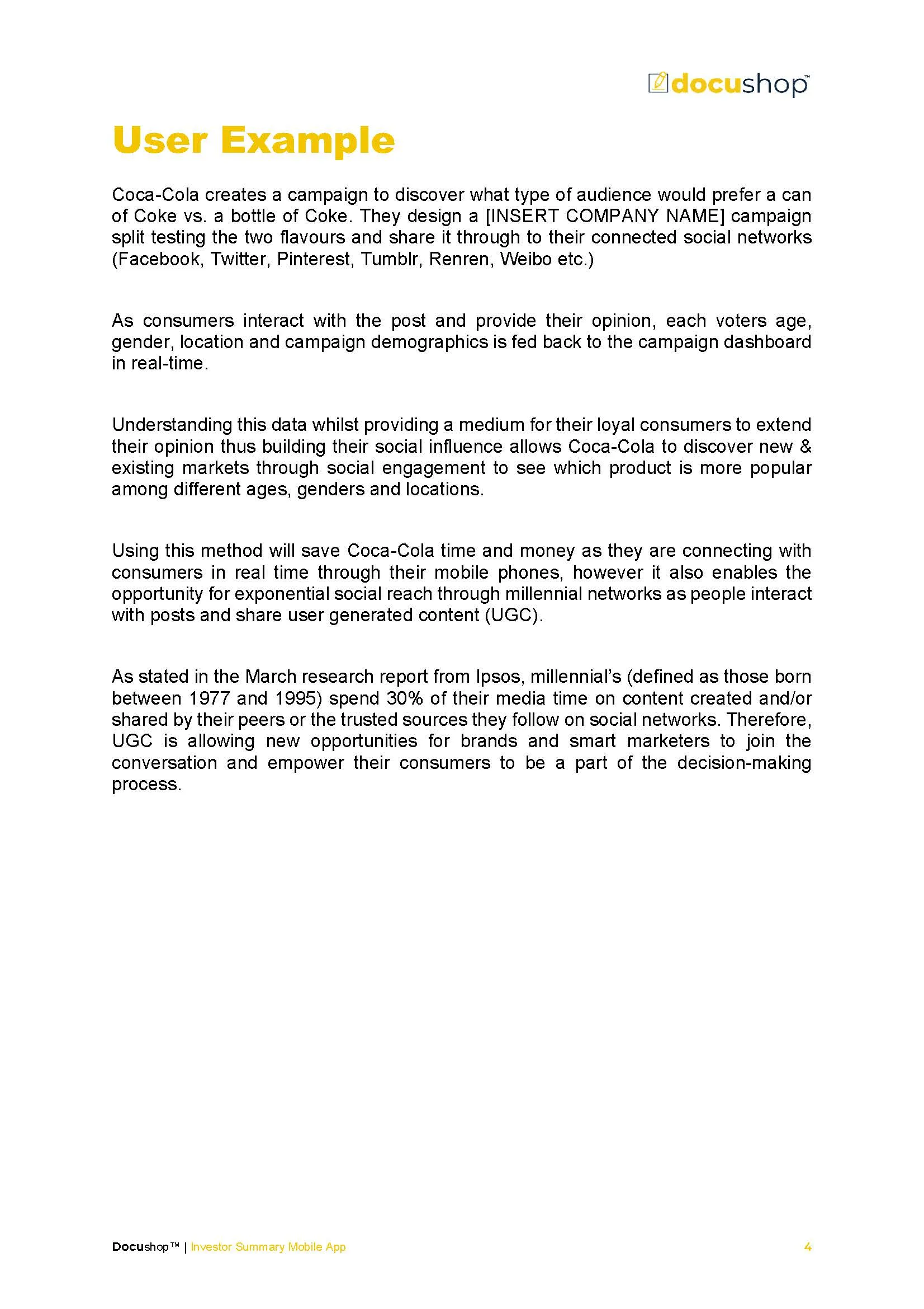 Investor Executive Summary Mobile App Template