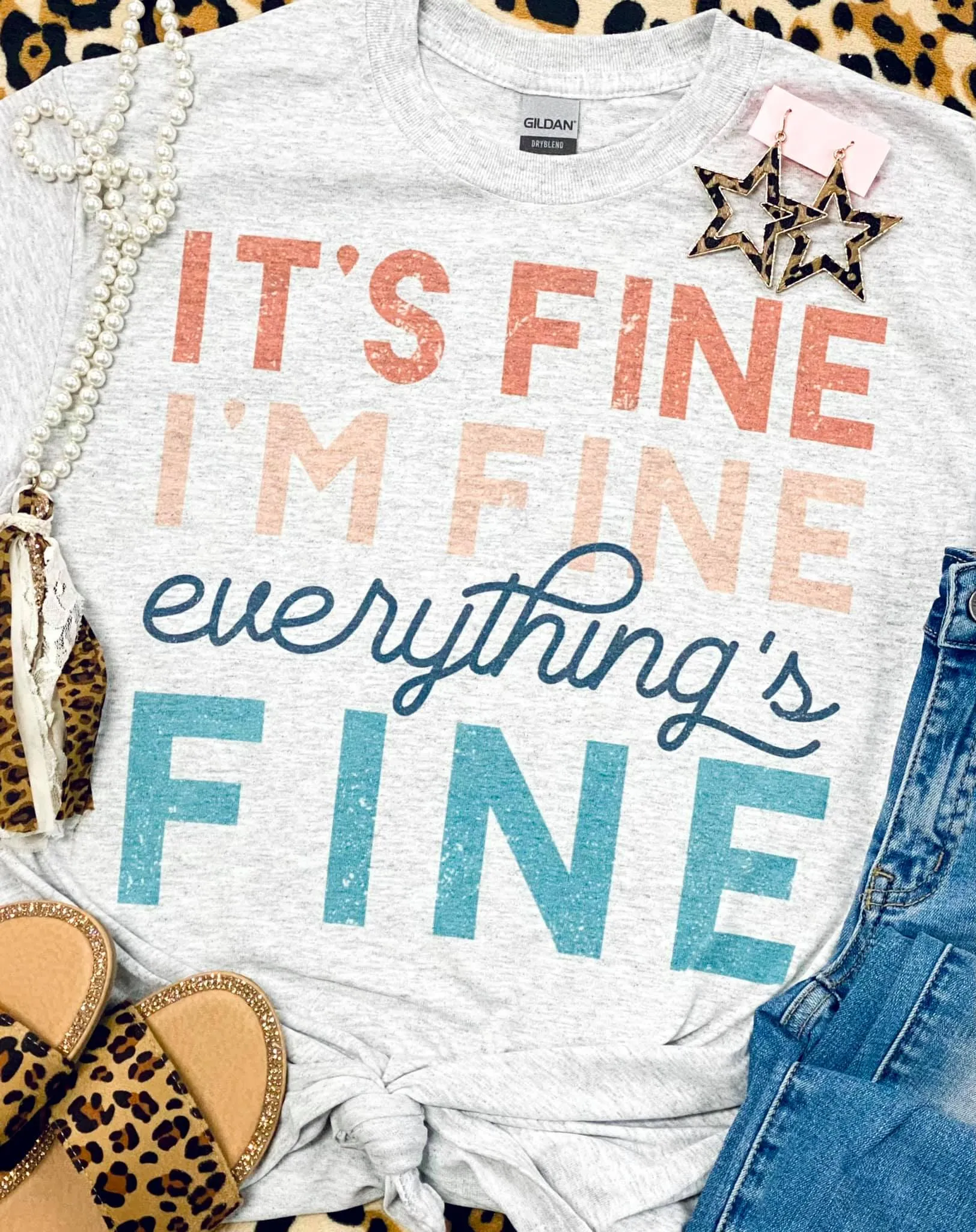It's Fine, I'm Fine, Everything's Fine Grey Tee