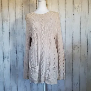 Jeanne Pierre Cable Knit Pocketed Tunic Sweater