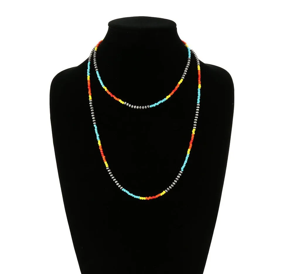 Jolene Double Layer Navajo & Seed Bead Necklace