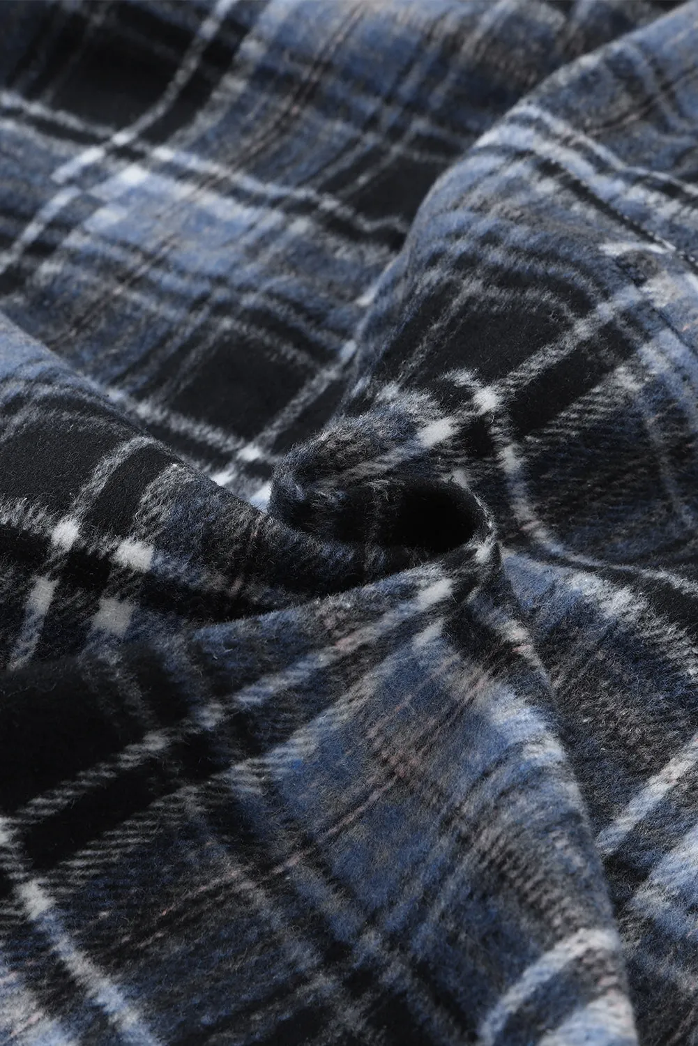 Khaki Plaid Button Neck Pocketed Pullover Hoodie