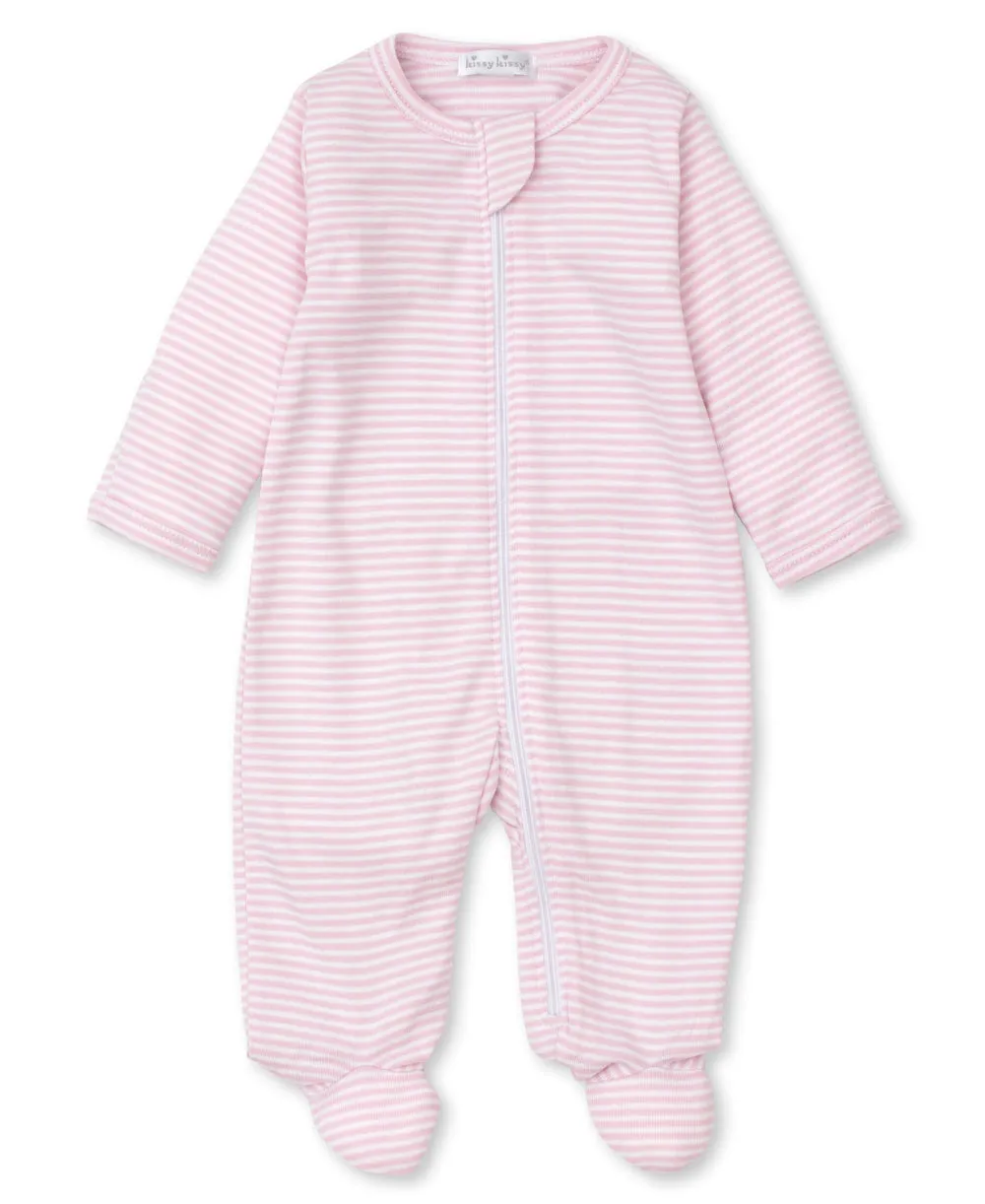 Kissy Kissy | Classic Rib Stripe Zip Footie {Pink}