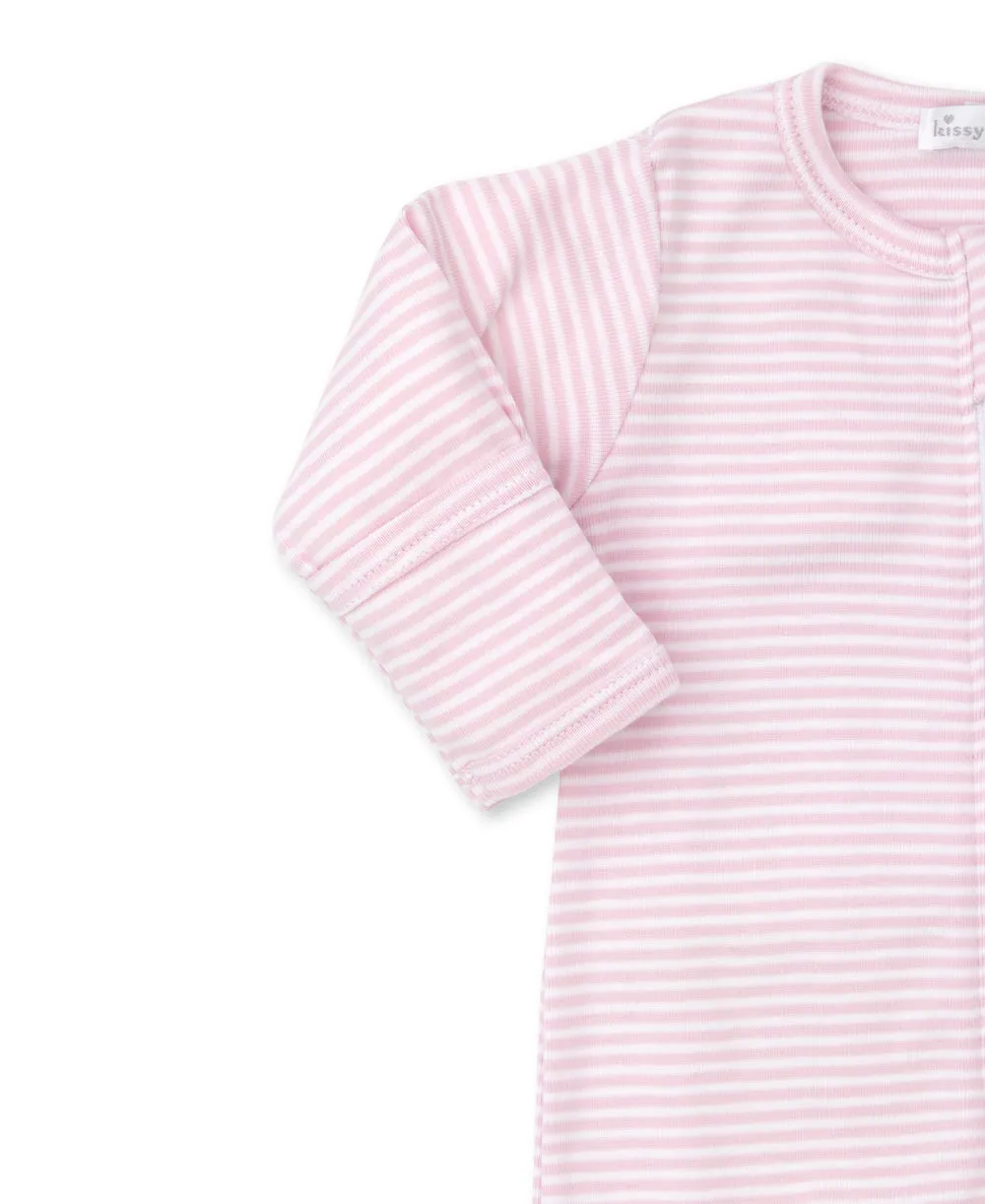 Kissy Kissy | Classic Rib Stripe Zip Footie {Pink}