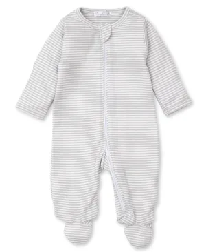 Kissy Kissy | Classic Rib Stripe Zip Footie {Silver}