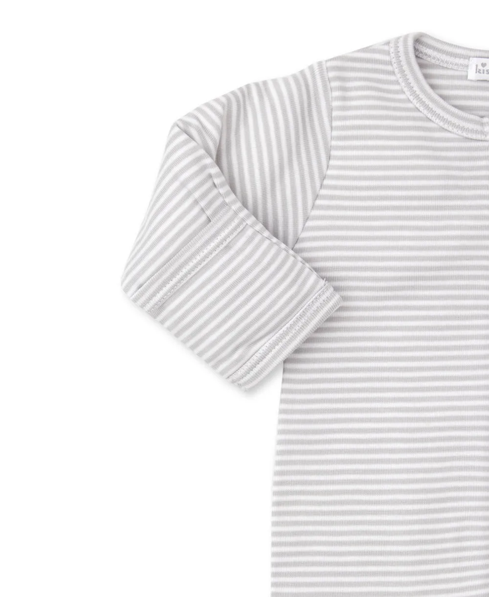 Kissy Kissy | Classic Rib Stripe Zip Footie {Silver}
