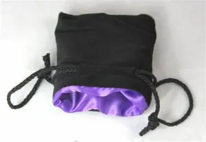 Koplow  DICE BAG - SATIN-LINED: LARGE BLACK/PURPLE