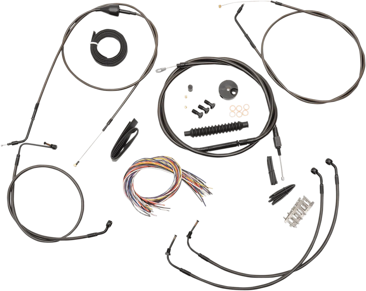 LA Choppers LA-8005KT2A-13M Complete Handlebar Cable and Brake Line Kit - Midnight