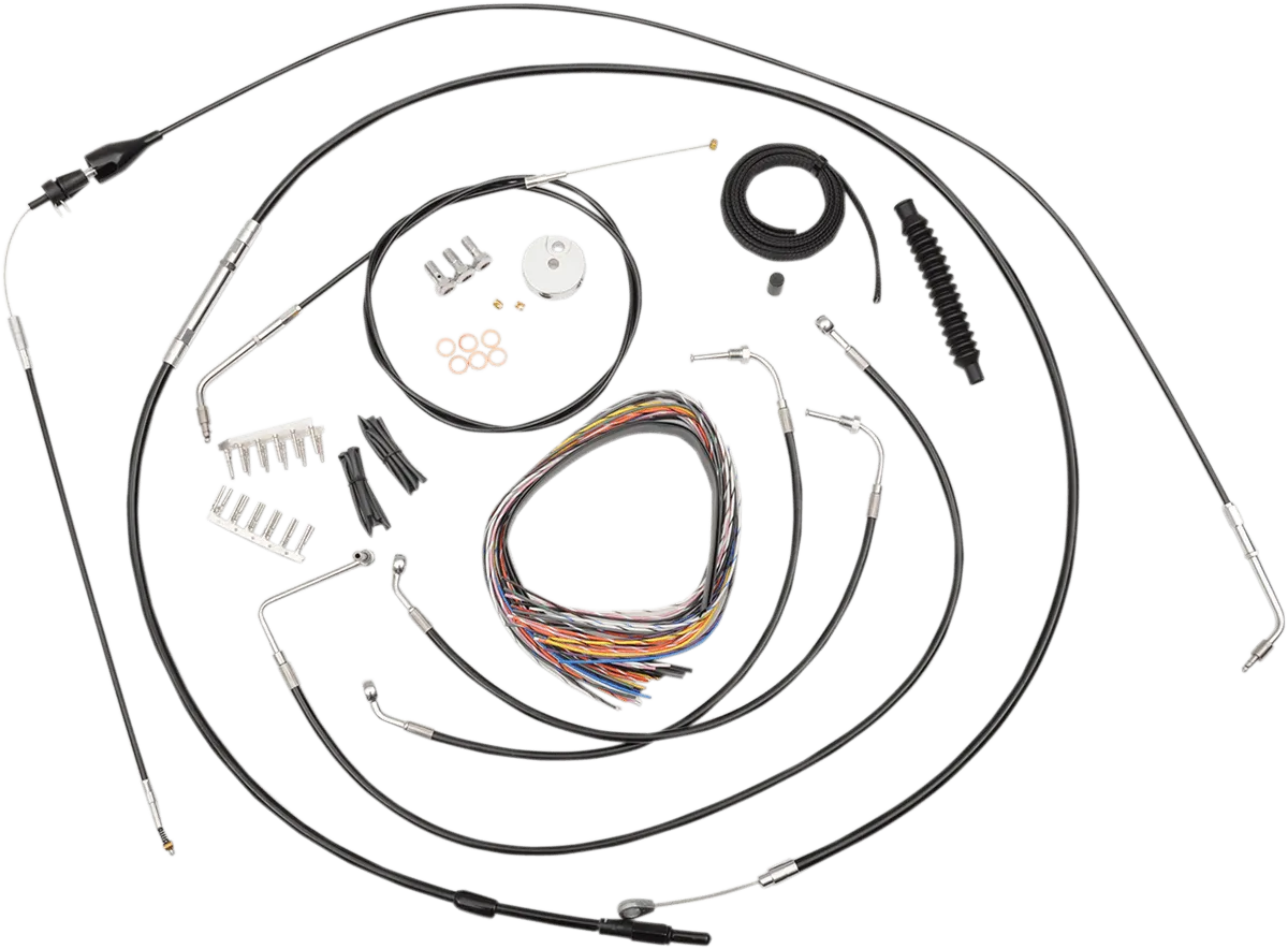 LA Choppers LA-8005KT2A-16B Complete Handlebar Cable and Brake Line Kit - Black Vinyl/Stainless