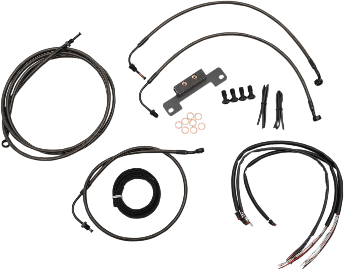 LA Choppers LA-8012KT2-13M Complete Handlebar Cable and Brake Line Kit - Midnight