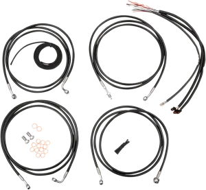 LA Choppers LA-8052KT2-13B Complete Handlebar Cable and Brake Line Kit - Black Vinyl/Stainless
