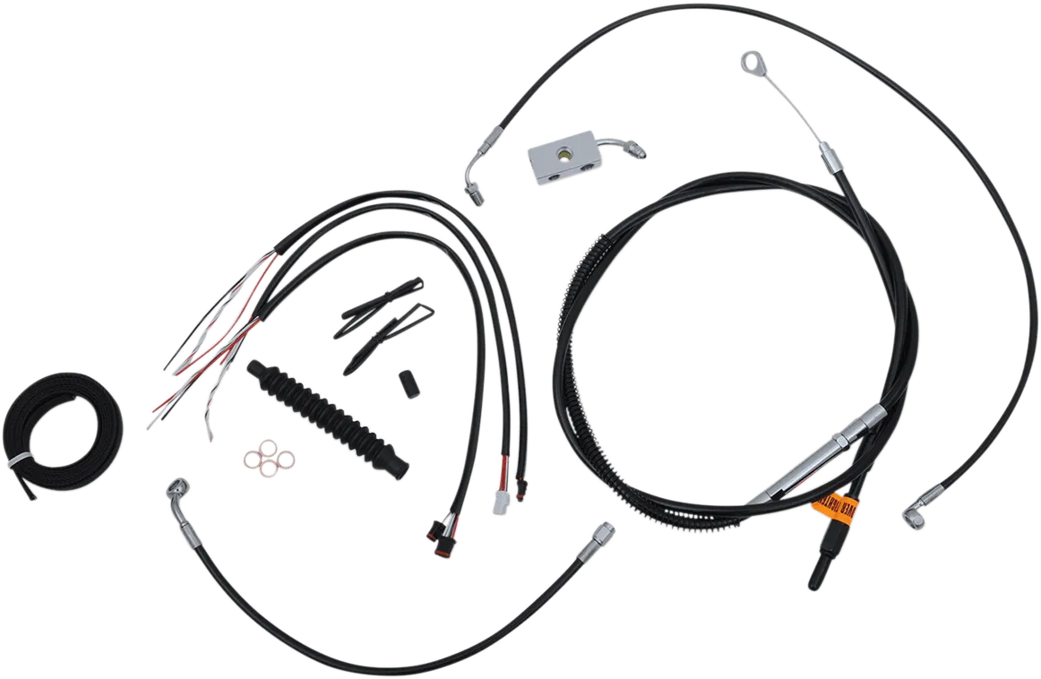 LA Choppers LA-8152KT2-19B Complete Handlebar Cable and Brake Line Kit - Black Vinyl/Stainless