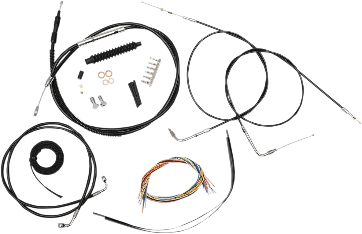 LA Choppers LA-8220KT2-13B Complete Handlebar Cable and Brake Line Kit - Black Vinyl/Stainless