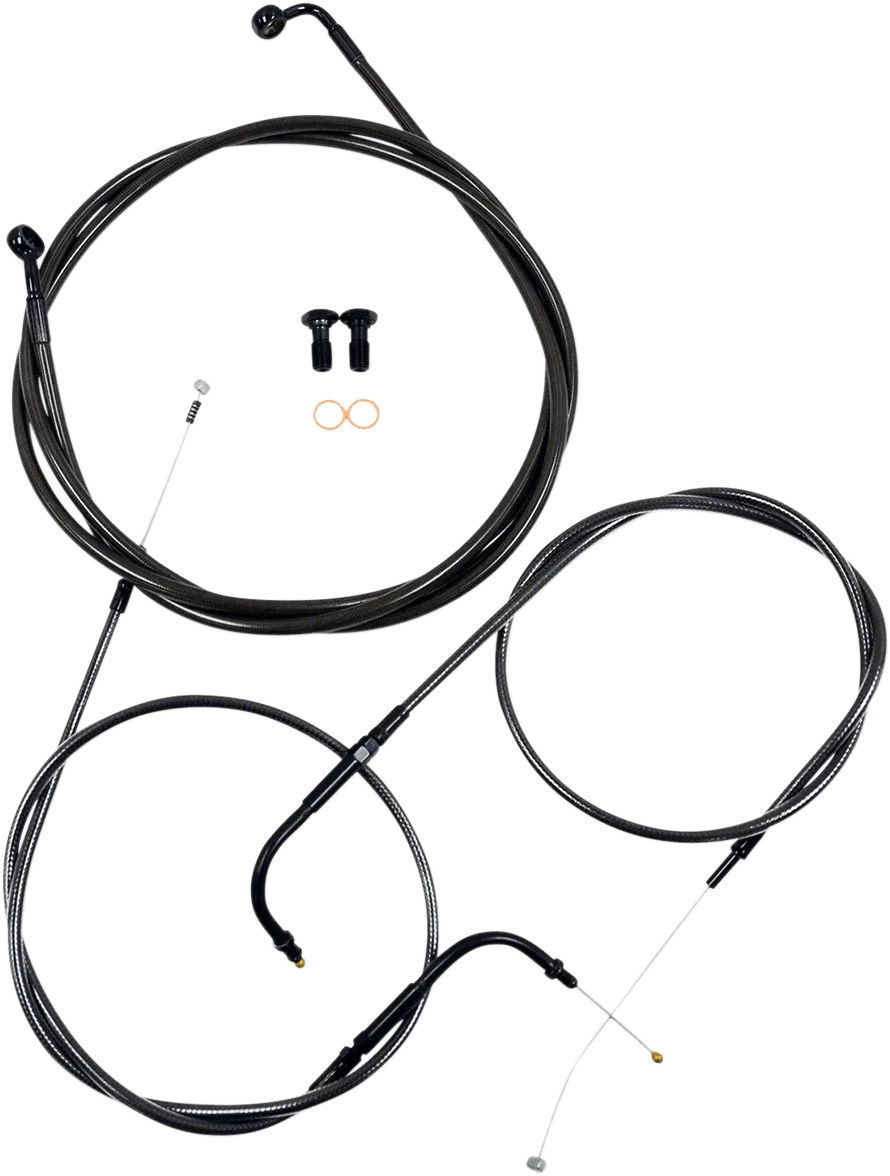 LA Choppers LA-8230KT-19M Standard Handlebar Cable/Brake & Clutch Line/Wire Kit - Midnight Black