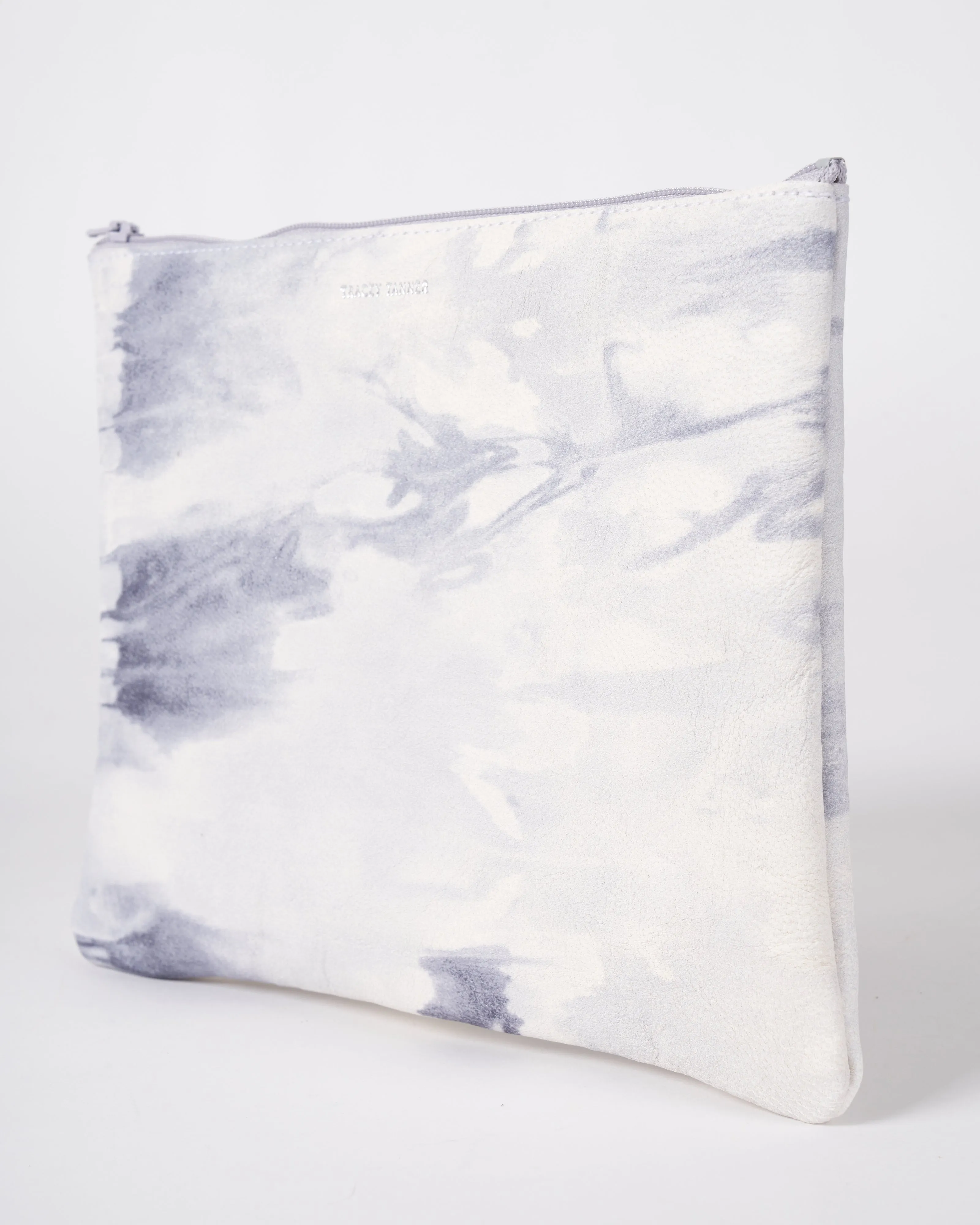 large zip pouch - tie dye grey