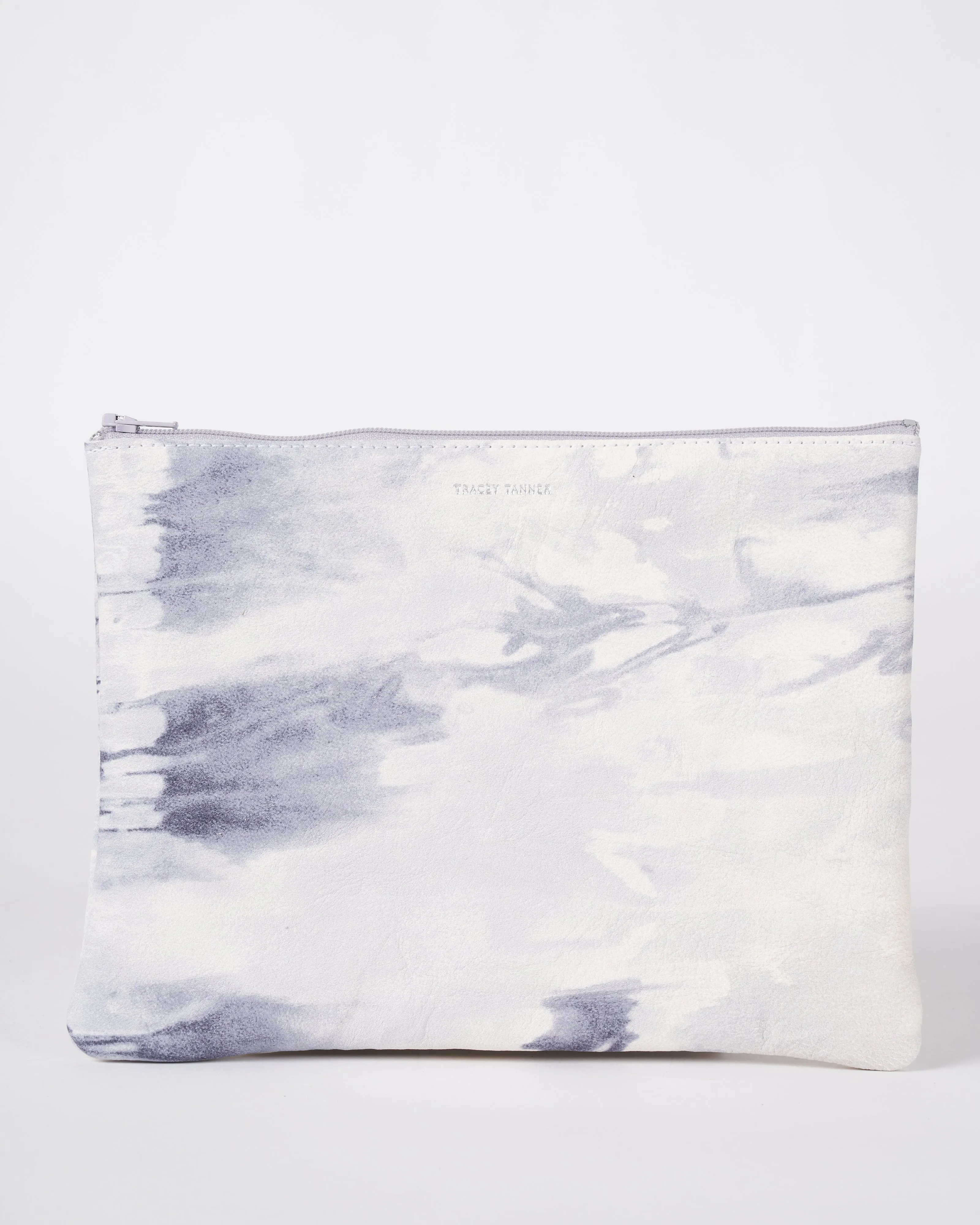 large zip pouch - tie dye grey