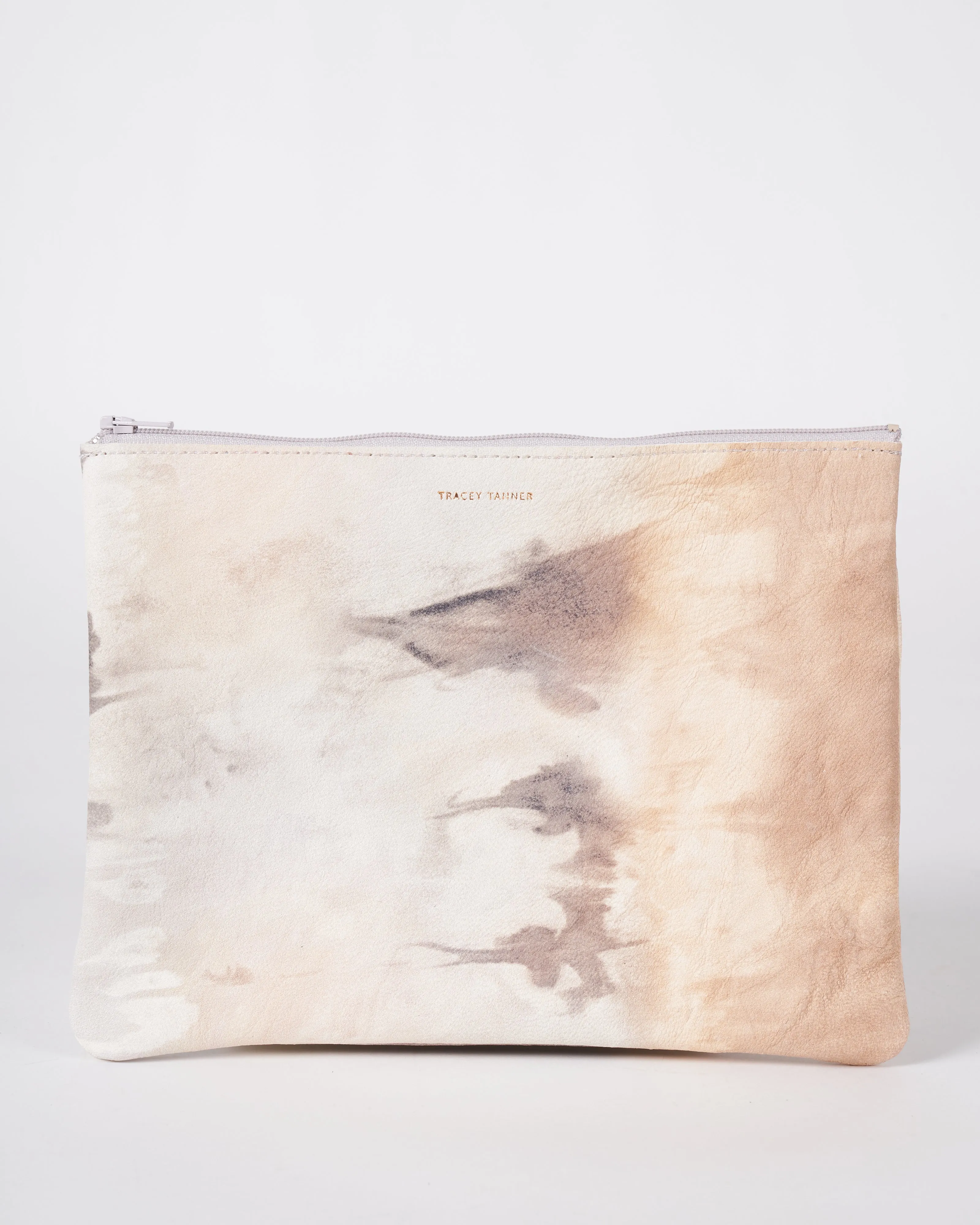 large zip pouch - tie dye peach