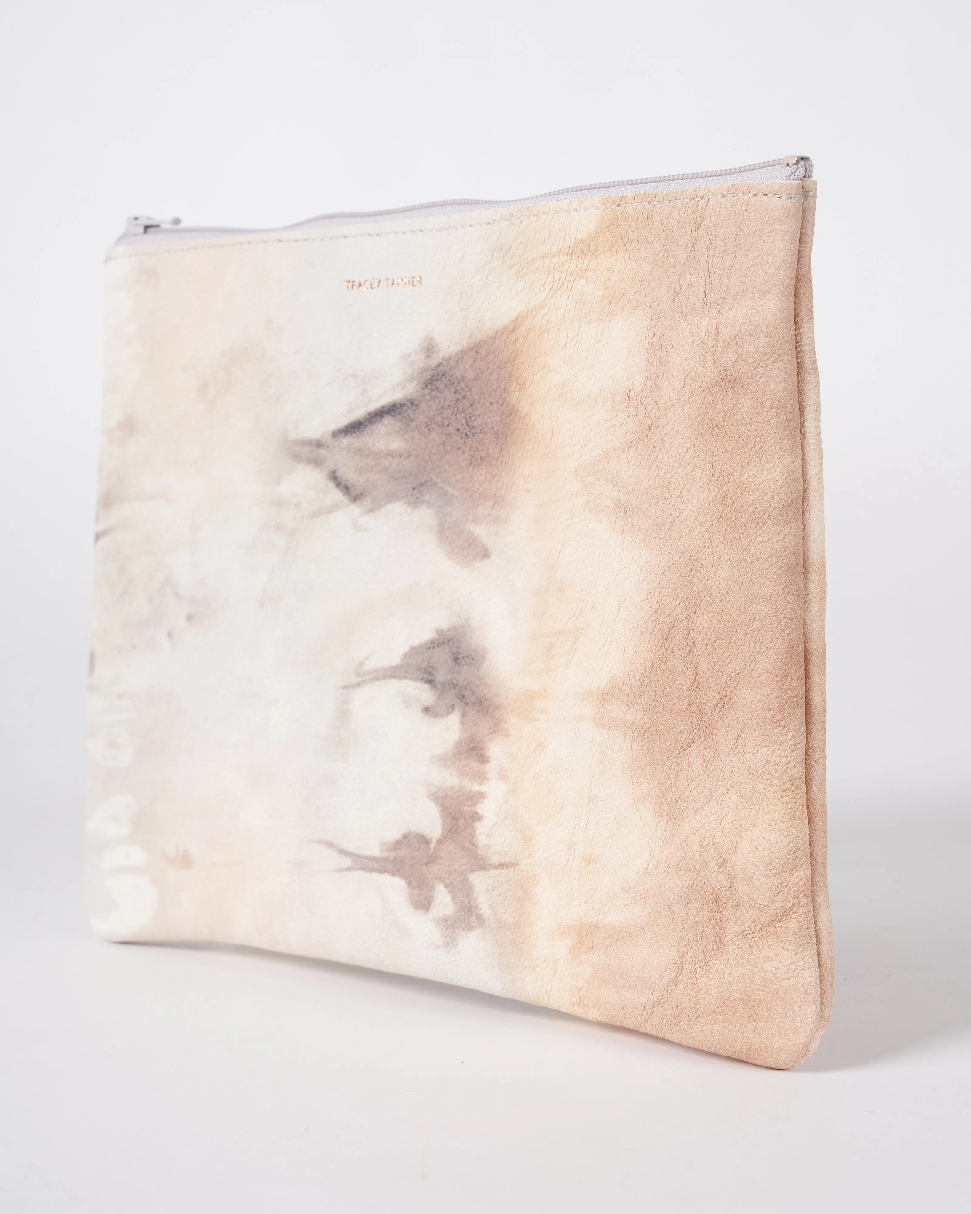 large zip pouch - tie dye peach