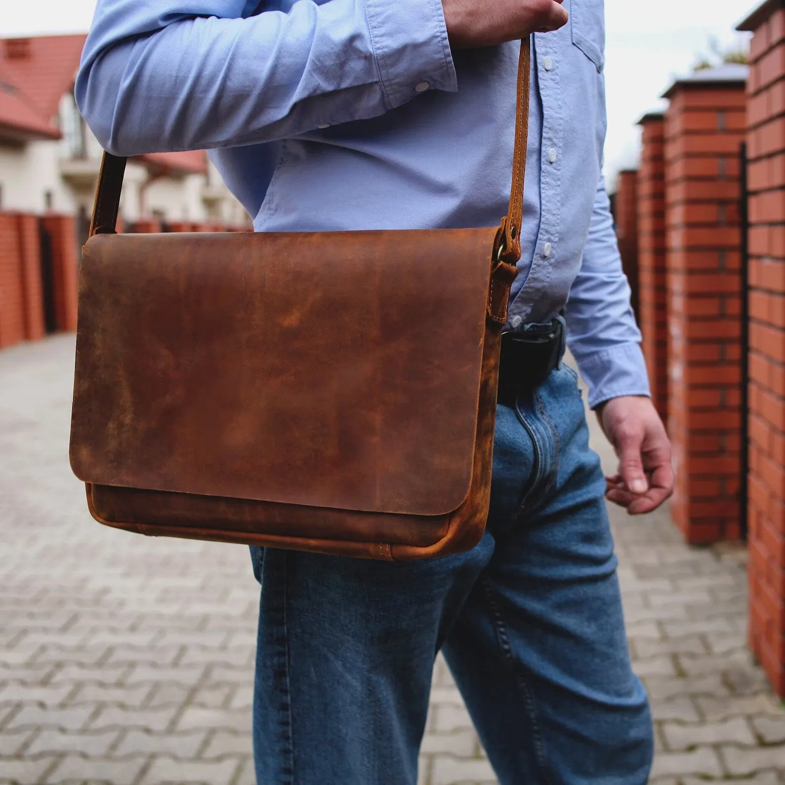 Leather messenger Bag, Laptop Bag