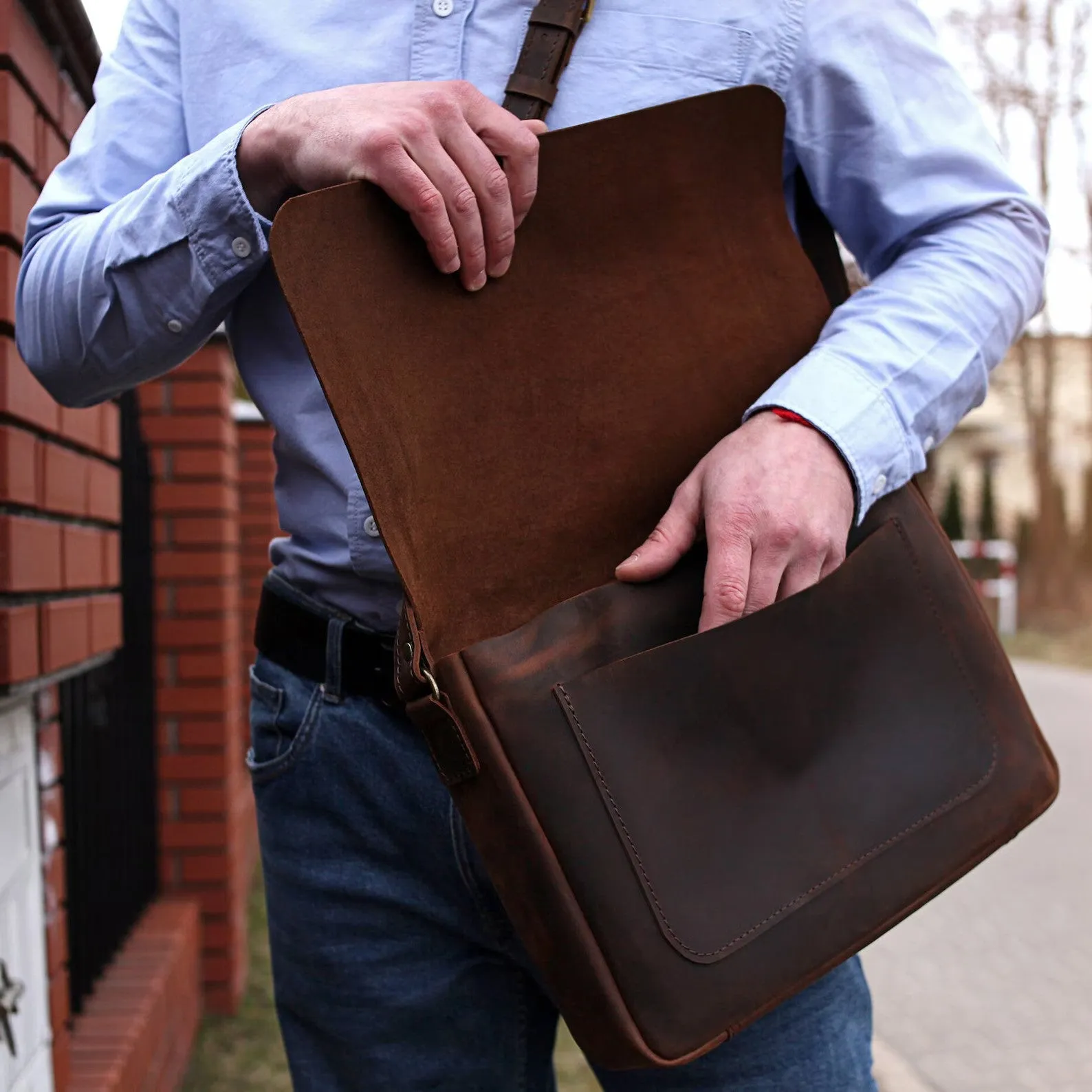 Leather messenger Bag, Laptop Bag