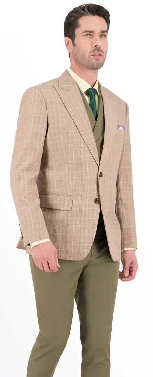 Light Brown with Multi Color Plaid Check Suit
